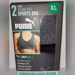 Puma Women'sSeamless SportsBra 2 Pack, (Grey/Black, XL)